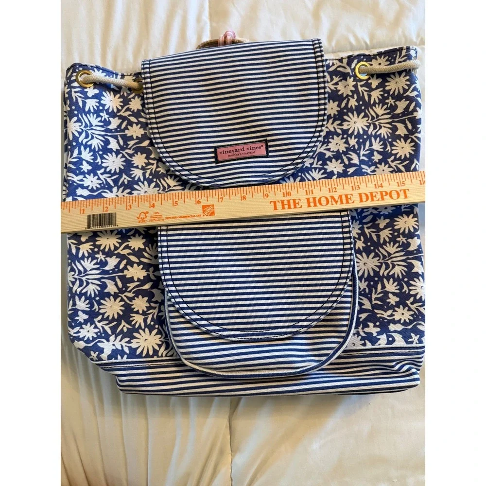 Vineyard Vines Otomi Print Stripe Daypack Backpack Royal Ocean Blue